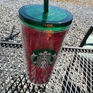 Starbucks Christmas, Red Tumbler with Green Lid, 16 oz